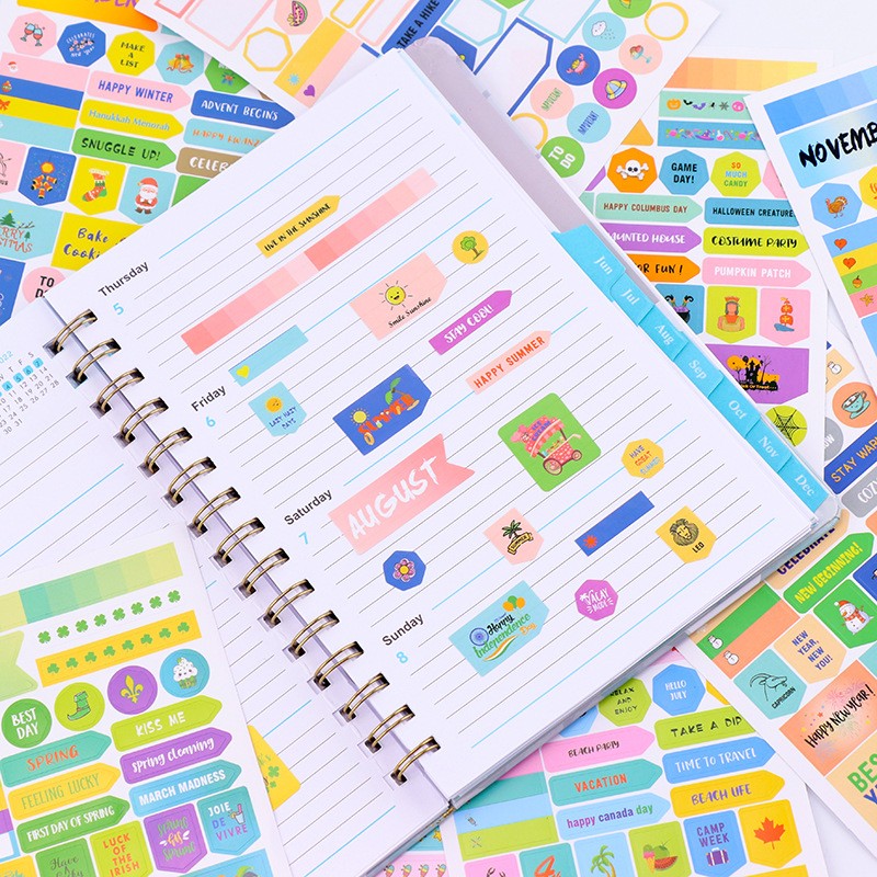 Weekly Planner with 12 Sheets of Stickers  Description: 